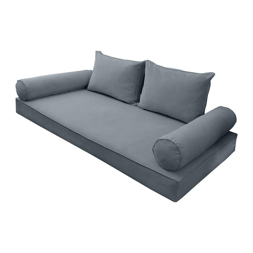 STYLE V1 - Velvet Indoor Daybed Mattress Bolster Backrest Cushion Pillow |COVERS ONLY|