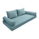 STYLE V1 - Velvet Indoor Daybed Mattress Bolster Backrest Cushion Pillow Complete Set