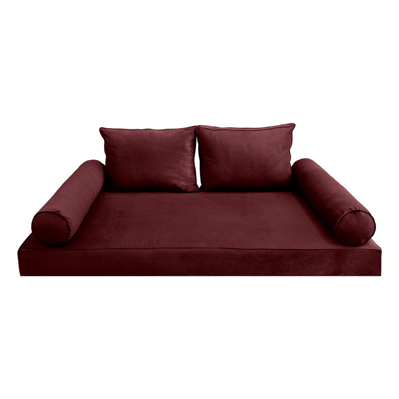STYLE V1 - Velvet Indoor Daybed Mattress Bolster Backrest Cushion Pillow |COVERS ONLY|