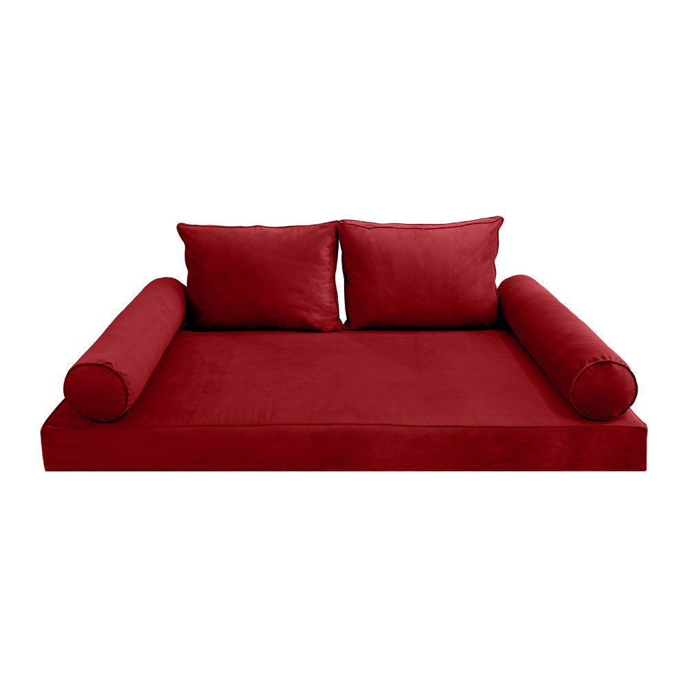 STYLE V1 - Velvet Indoor Daybed Mattress Bolster Backrest Cushion Pillow |COVERS ONLY|