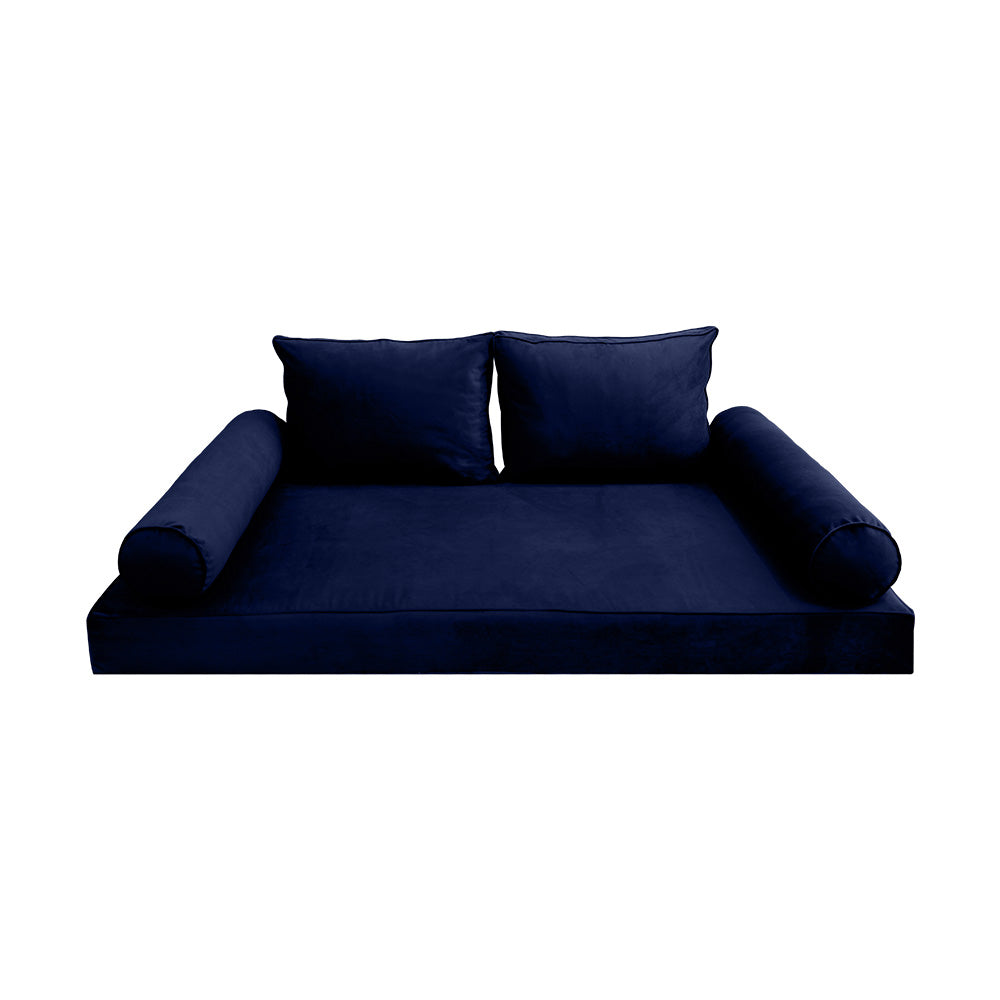 STYLE V1 - Velvet Indoor Daybed Mattress Bolster Backrest Cushion Pillow |COVERS ONLY|
