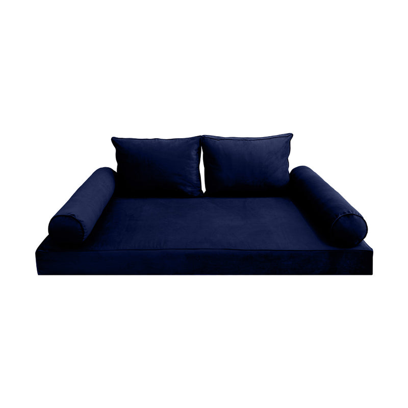 STYLE V1 - Velvet Indoor Daybed Mattress Bolster Backrest Cushion Pillow |COVERS ONLY|