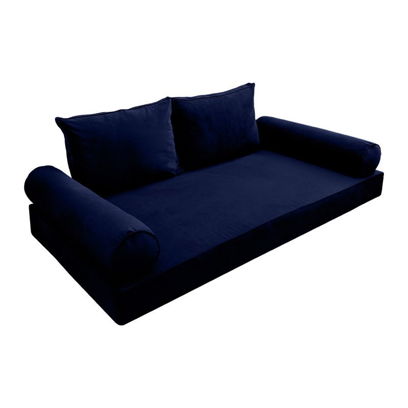 STYLE V1 - Velvet Indoor Daybed Mattress Bolster Backrest Cushion Pillow Complete Set