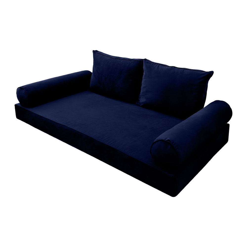 STYLE V1 - Velvet Indoor Daybed Mattress Bolster Backrest Cushion Pillow |COVERS ONLY|
