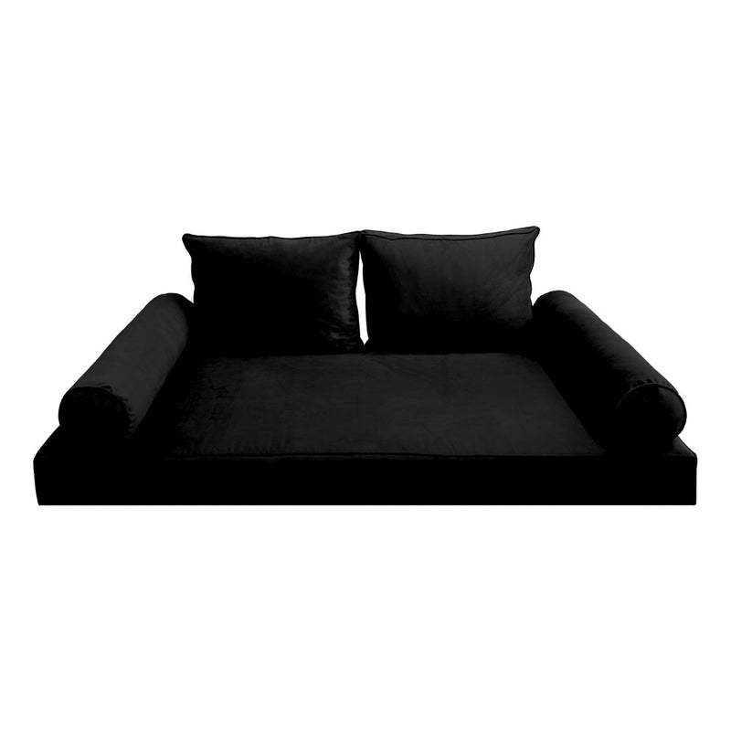 STYLE V1 - Velvet Indoor Daybed Mattress Bolster Backrest Cushion Pillow |COVERS ONLY|
