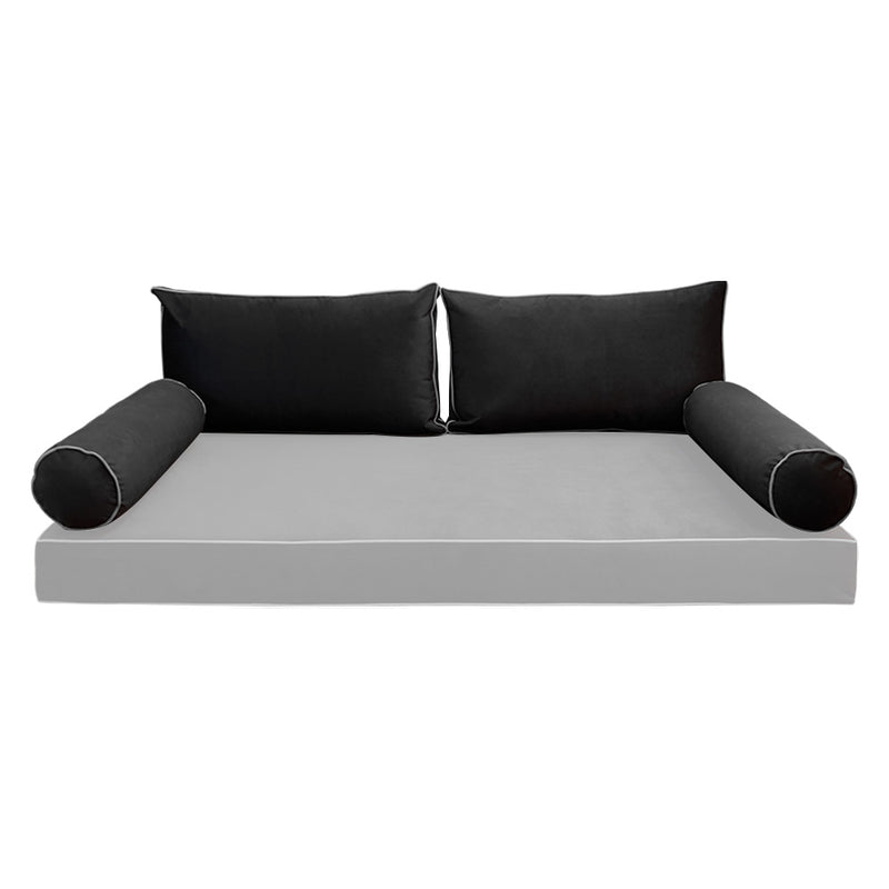 STYLE V2 - Velvet Indoor Daybed Bolster Backrest Cushion Pillow |COVERS ONLY|