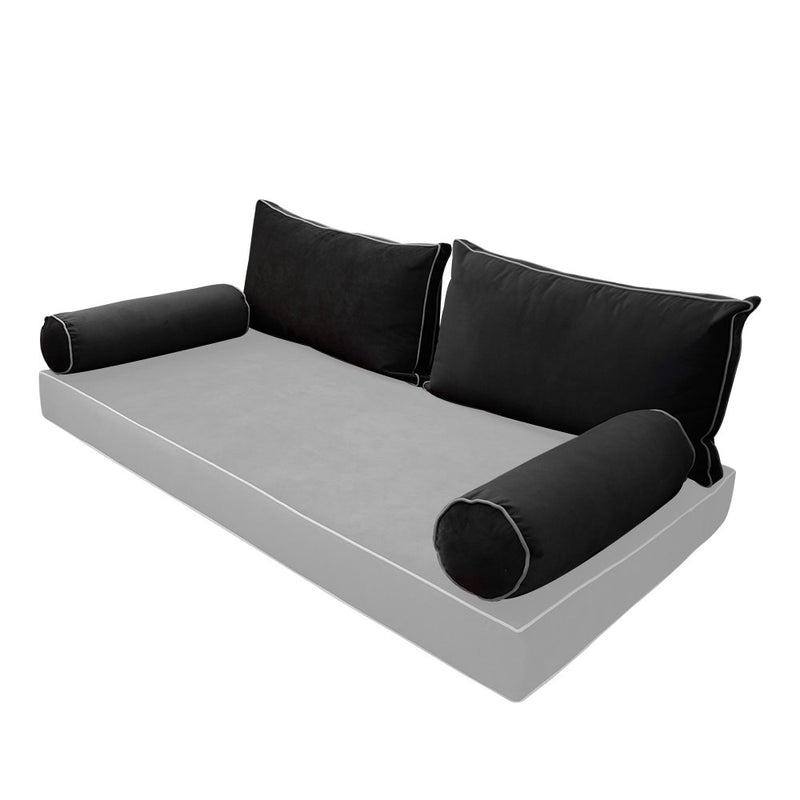 STYLE V2 - Velvet Indoor Daybed Bolster Backrest Cushion Pillow |COVERS ONLY|