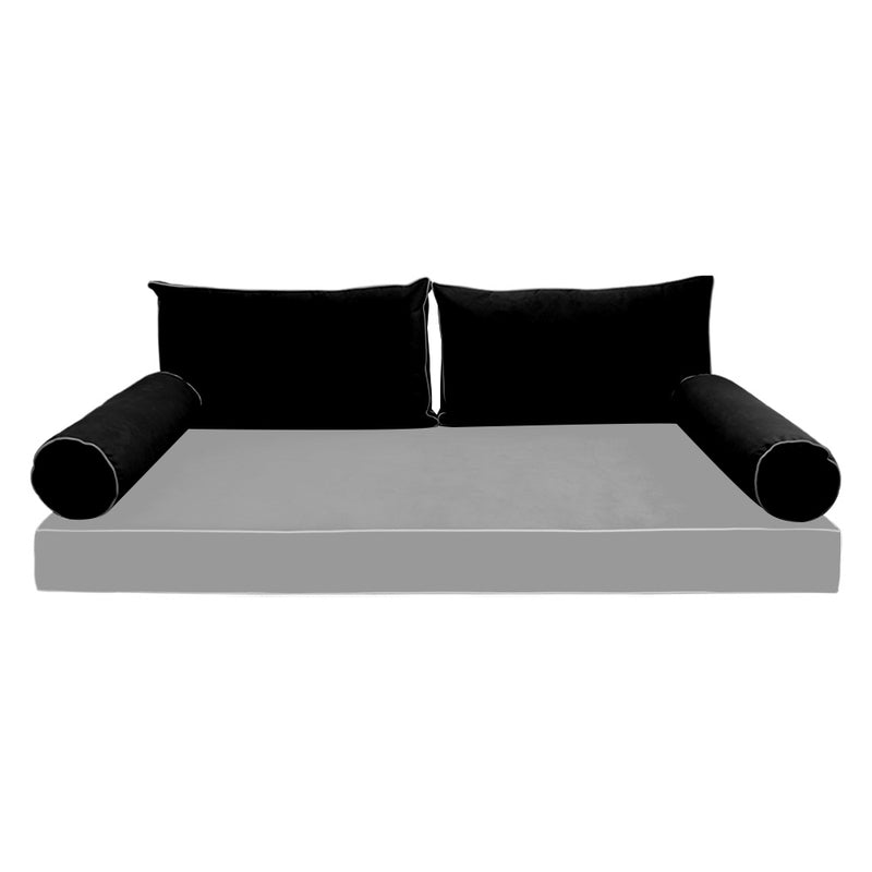 STYLE V2 - Velvet Indoor Daybed Bolster Backrest Cushion Pillow |COVERS ONLY|
