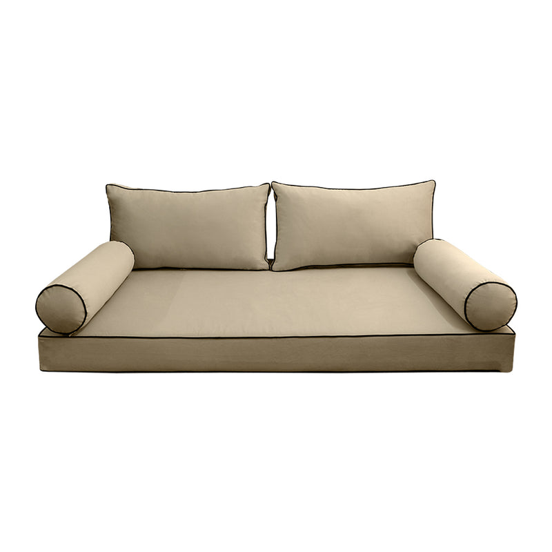 STYLE V2 - Velvet Indoor Daybed Mattress Bolster Backrest Cushion Pillow Complete Set