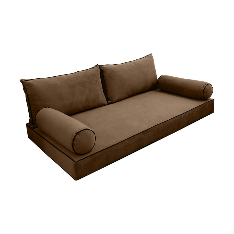 STYLE V2 - Velvet Indoor Daybed Mattress Bolster Backrest Cushion Pillow Complete Set