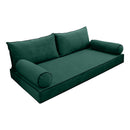 STYLE V2 - Velvet Indoor Daybed Mattress Bolster Backrest Cushion Pillow Complete Set
