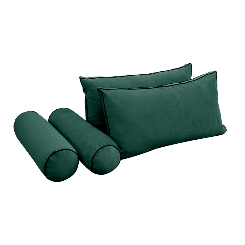 STYLE V2 - Velvet Indoor Daybed Mattress Bolster Backrest Cushion Pillow Complete Set