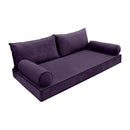 STYLE V2 - Velvet Indoor Daybed Mattress Bolster Backrest Cushion Pillow Complete Set
