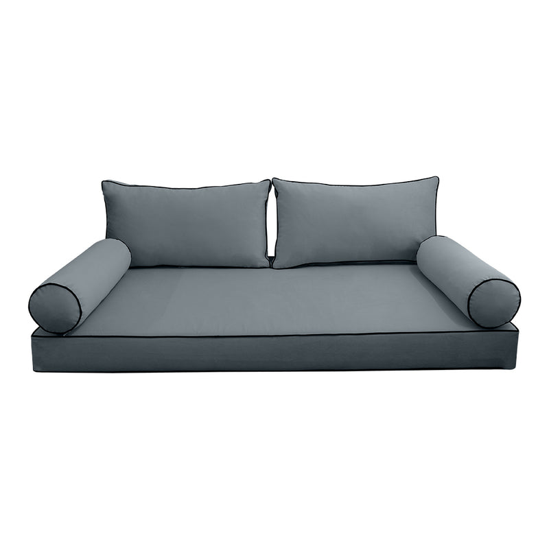 STYLE V2 - Velvet Indoor Daybed Mattress Bolster Backrest Cushion Pillow Complete Set