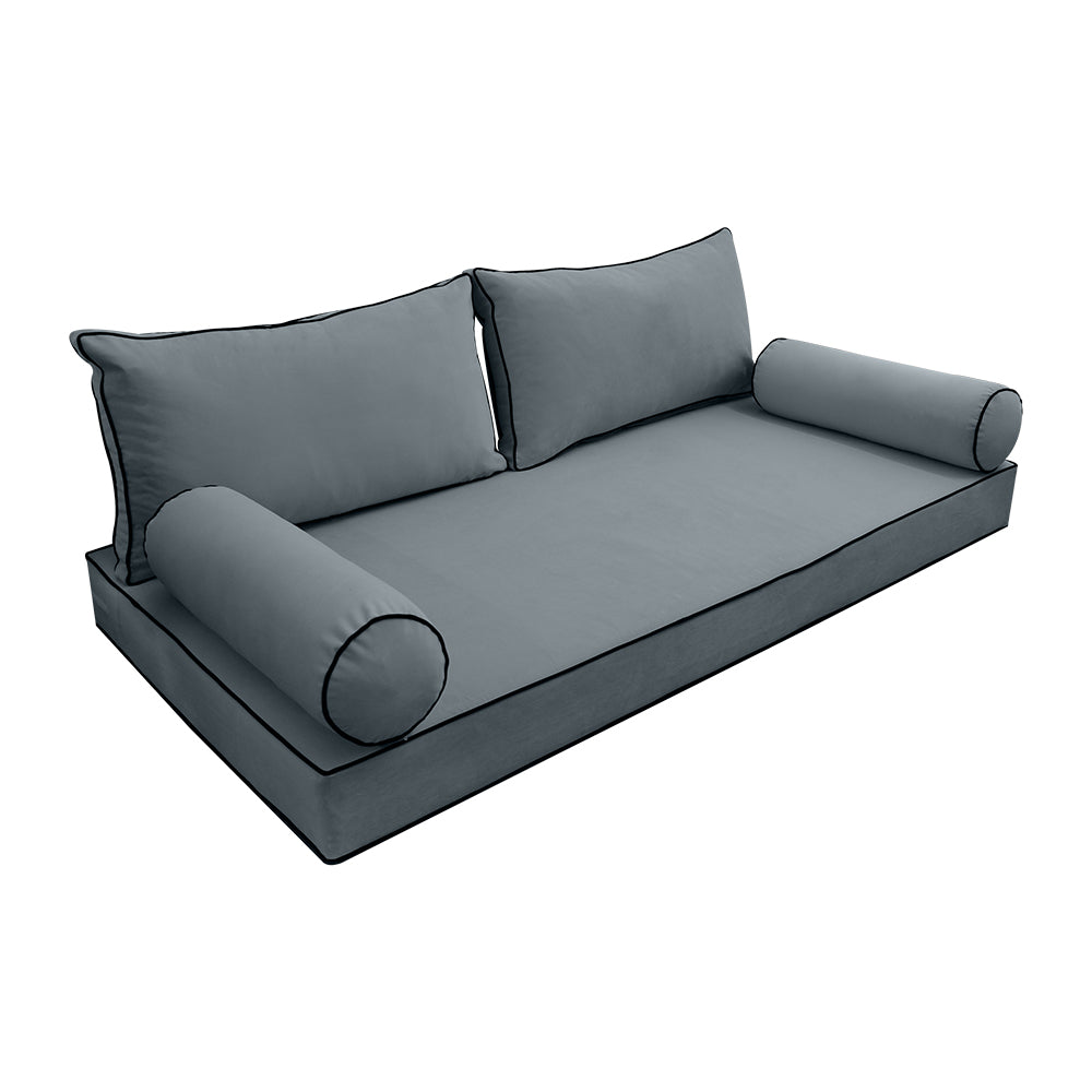 STYLE V2 - Velvet Indoor Daybed Mattress Bolster Backrest Cushion Pillow Complete Set