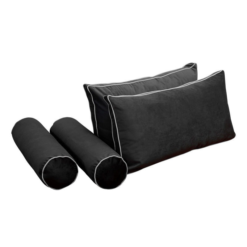 STYLE V2 - Velvet Indoor Daybed Mattress Bolster Backrest Cushion Pillow Complete Set