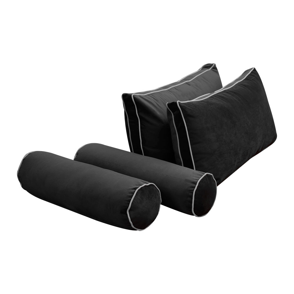 STYLE V2 - Velvet Indoor Daybed Bolster Backrest Cushion Pillow |COVERS ONLY|