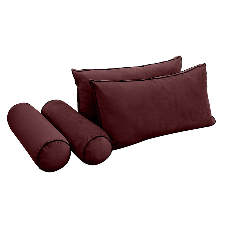 STYLE V2 - Velvet Indoor Daybed Mattress Bolster Backrest Cushion Pillow Complete Set