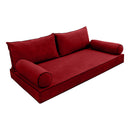 STYLE V2 - Velvet Indoor Daybed Mattress Bolster Backrest Cushion Pillow Complete Set