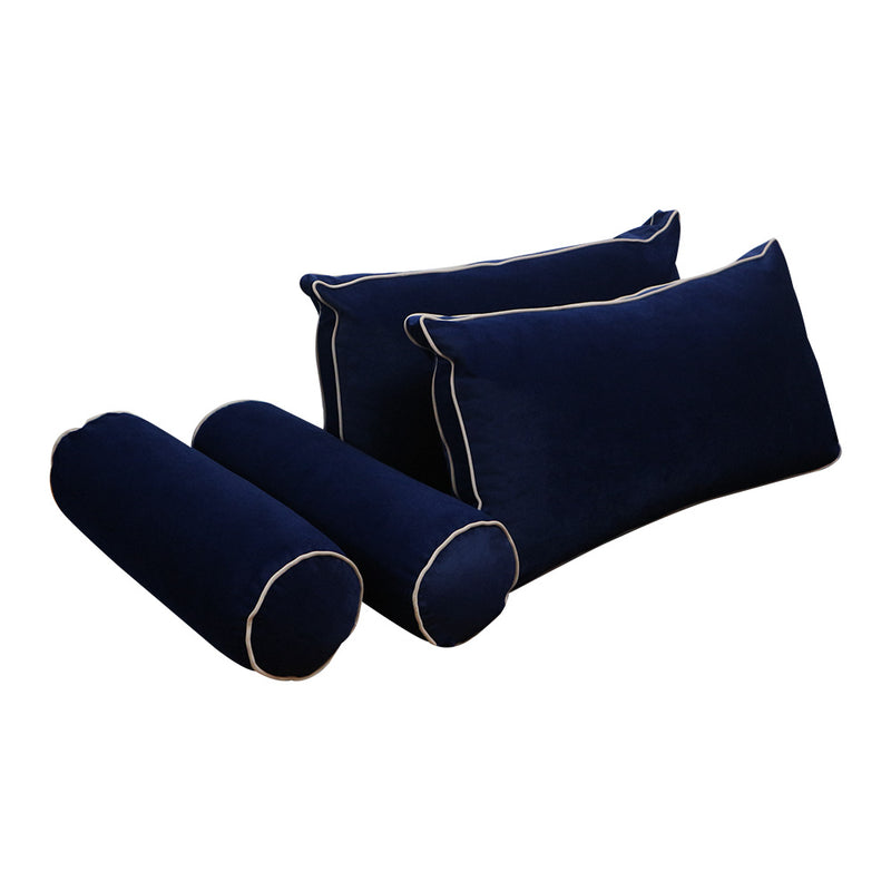 STYLE V2 - Velvet Indoor Daybed Mattress Bolster Backrest Cushion Pillow Complete Set