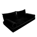 STYLE V2 - Velvet Indoor Daybed Mattress Bolster Backrest Cushion Pillow Complete Set