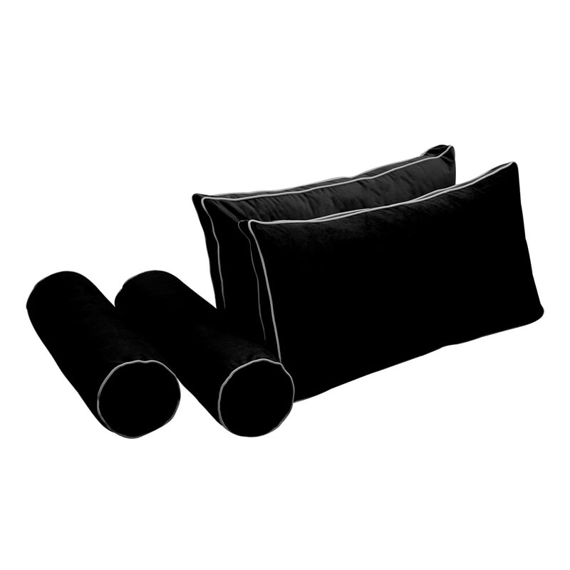 STYLE V2 - Velvet Indoor Daybed Mattress Bolster Backrest Cushion Pillow Complete Set