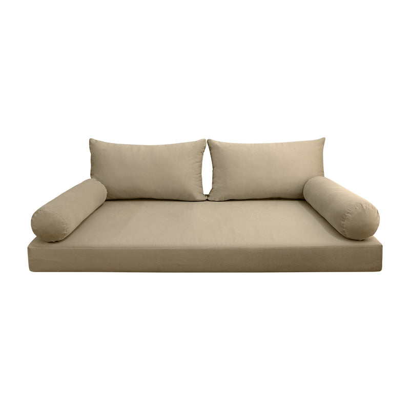 STYLE V2 - Velvet Indoor Daybed Mattress Bolster Backrest Cushion Pillow Complete Set