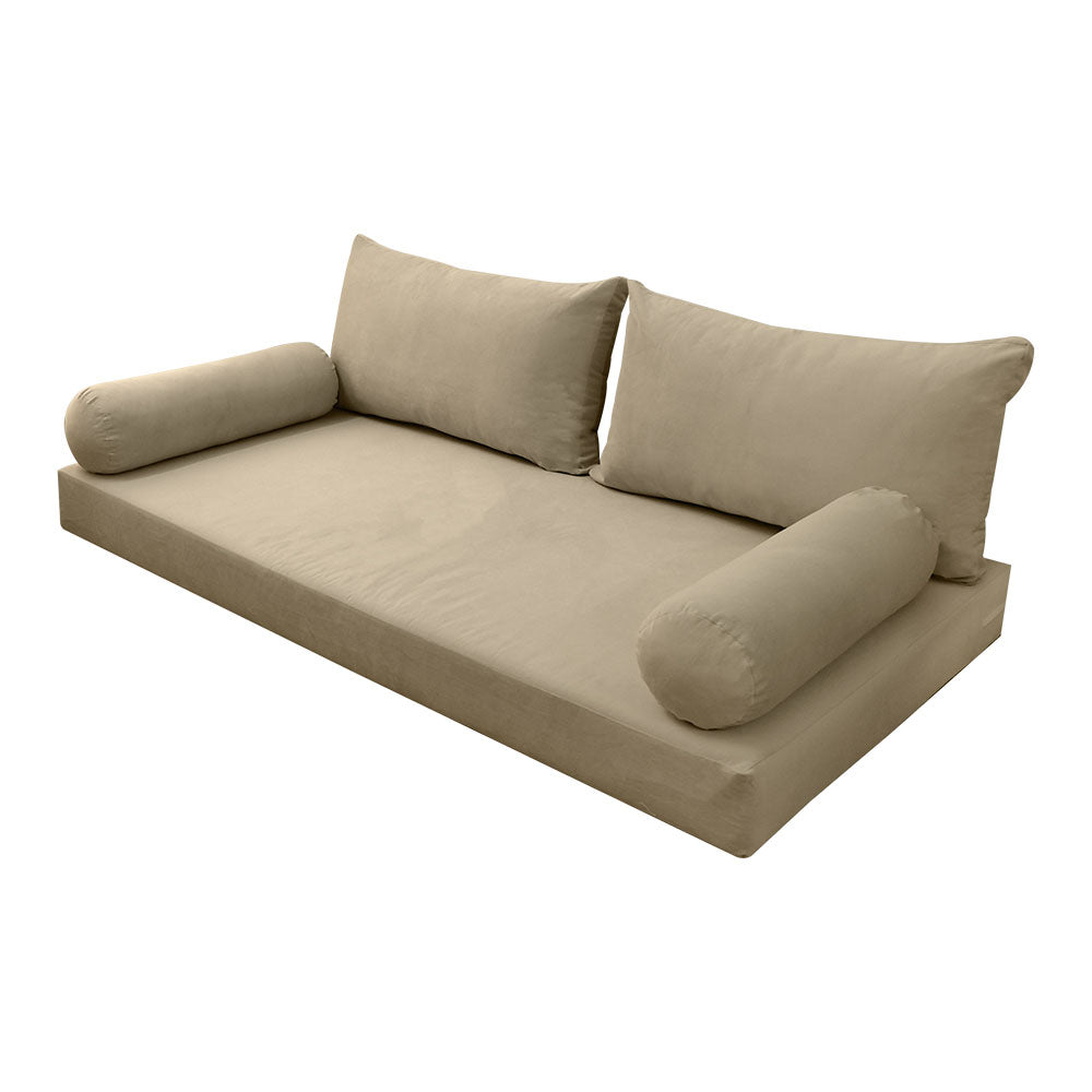 STYLE V2 - Velvet Indoor Daybed Mattress Bolster Backrest Cushion Pillow |COVERS ONLY|