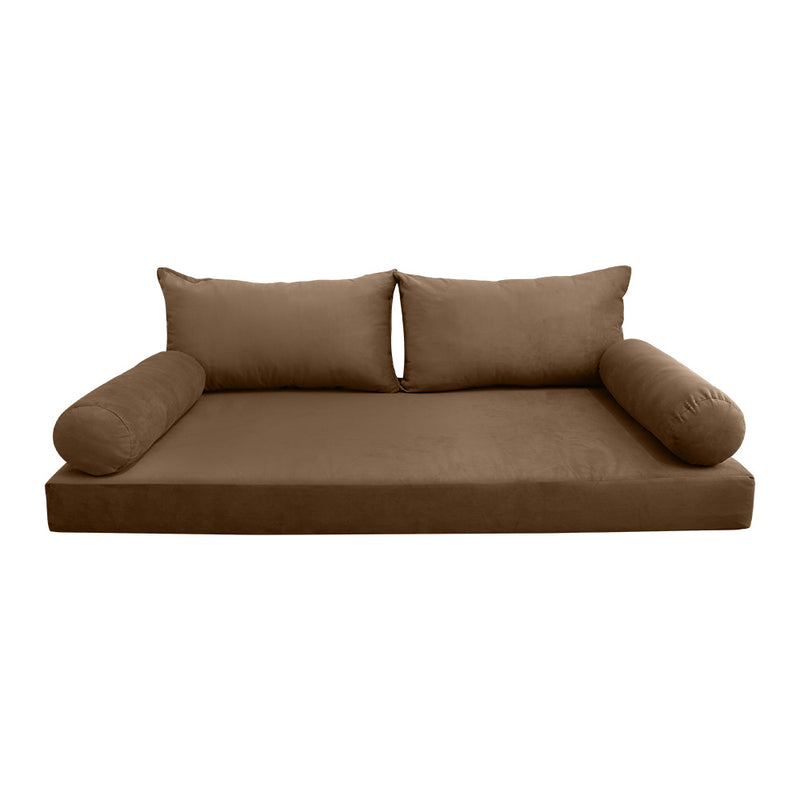 STYLE V2 - Velvet Indoor Daybed Mattress Bolster Backrest Cushion Pillow Complete Set