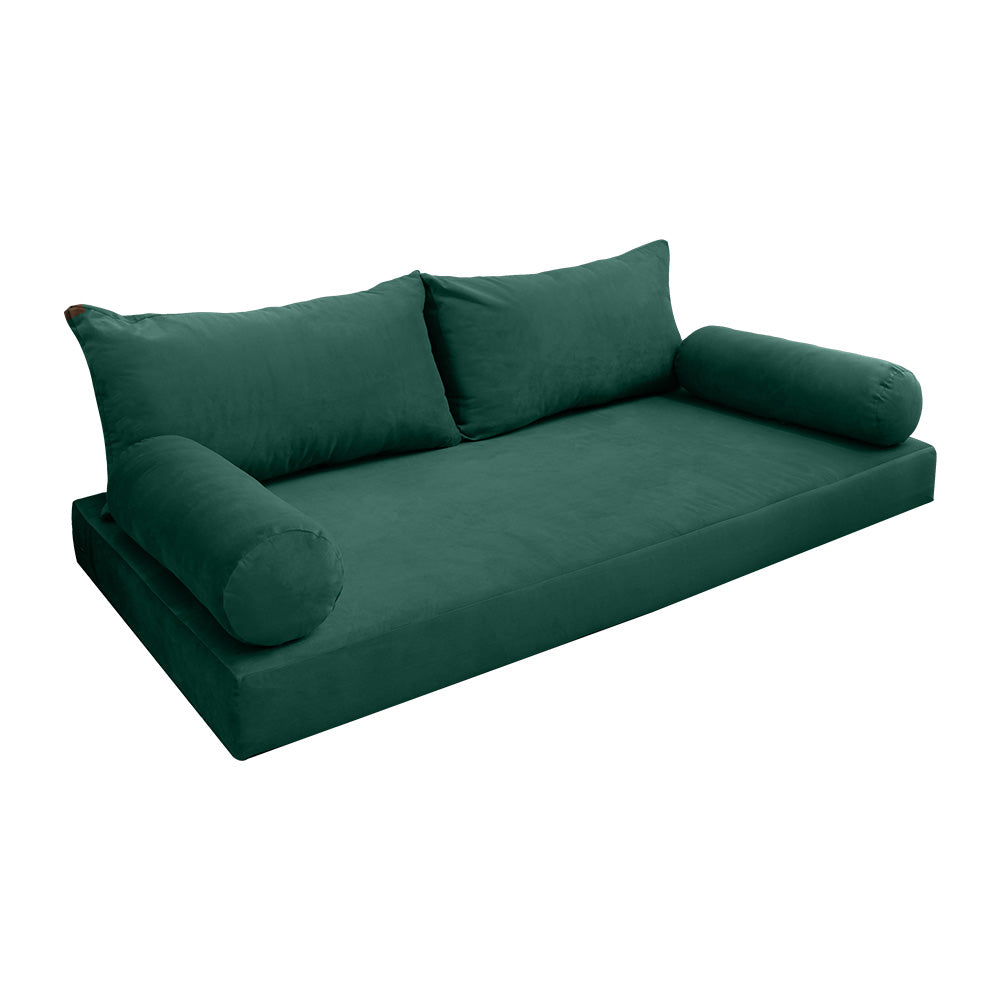 STYLE V2 - Velvet Indoor Daybed Mattress Bolster Backrest Cushion Pillow Complete Set