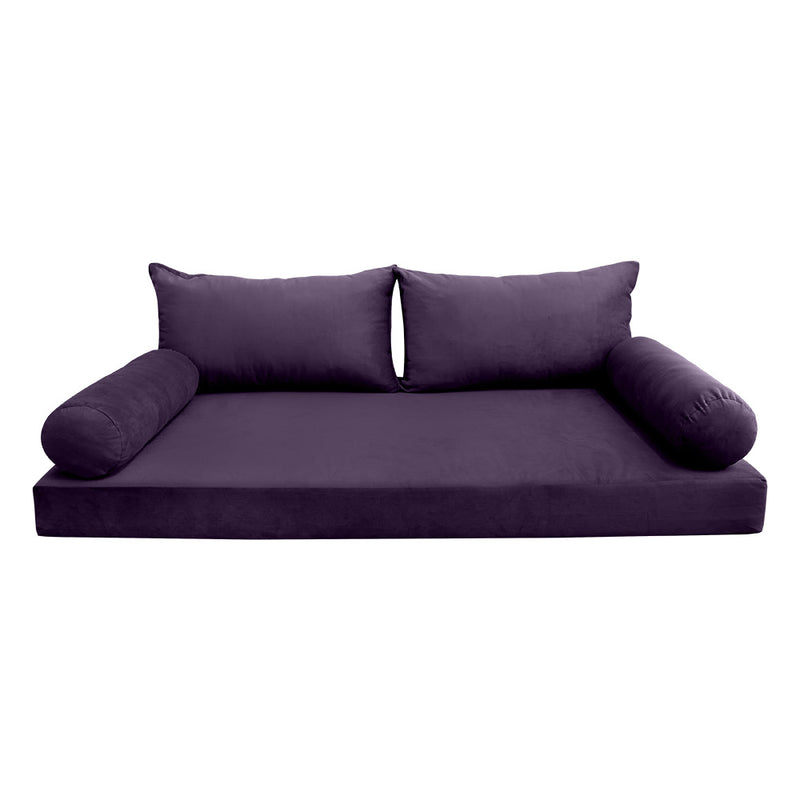 STYLE V2 - Velvet Indoor Daybed Mattress Bolster Backrest Cushion Pillow Complete Set