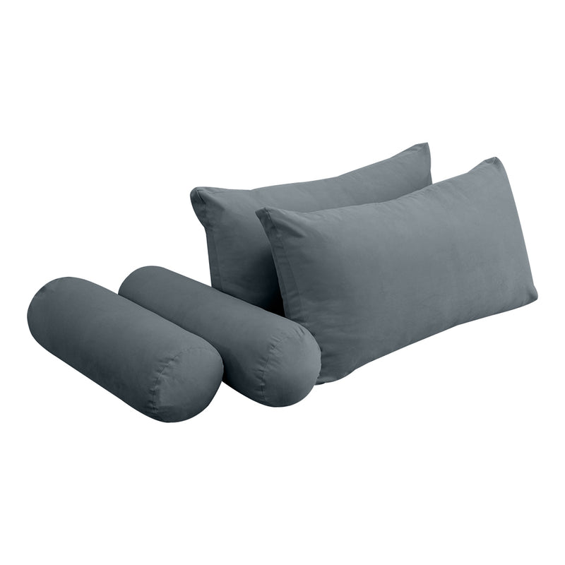 STYLE V2 - Velvet Indoor Daybed Mattress Bolster Backrest Cushion Pillow Complete Set