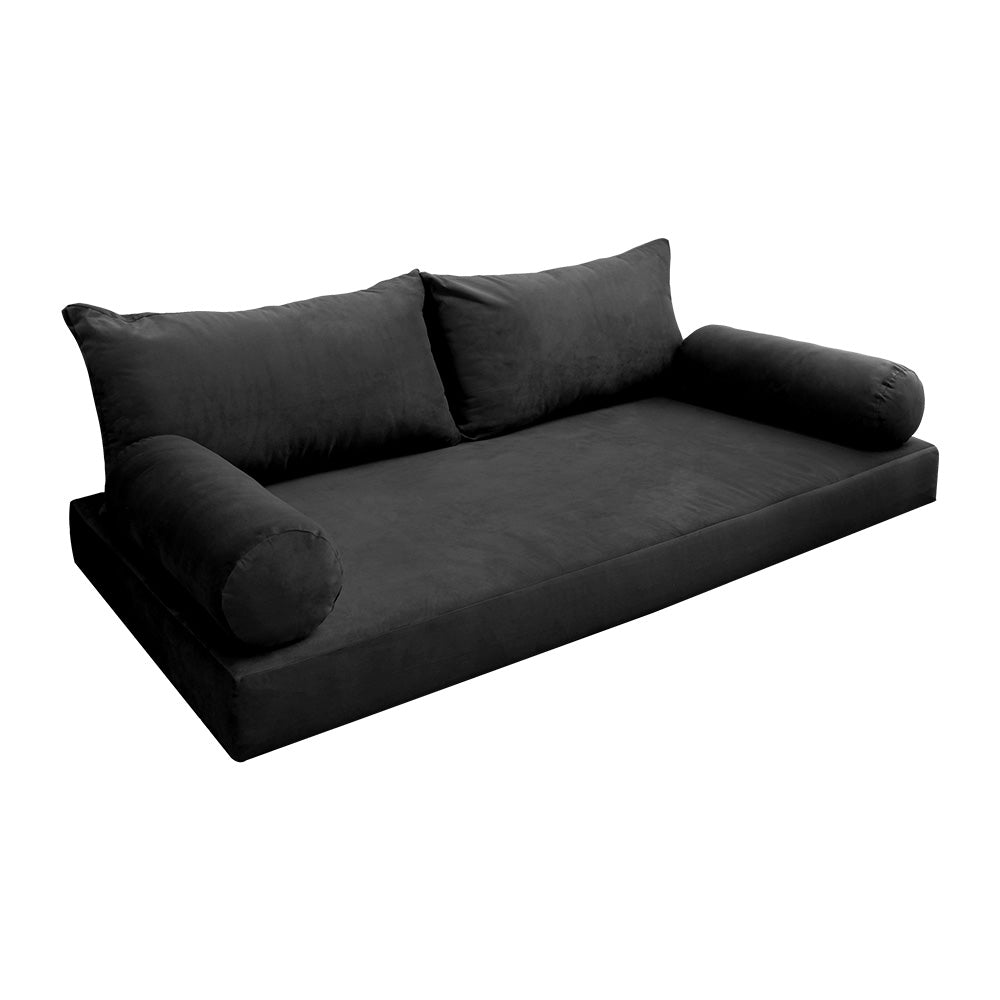 STYLE V2 - Velvet Indoor Daybed Mattress Bolster Backrest Cushion Pillow Complete Set