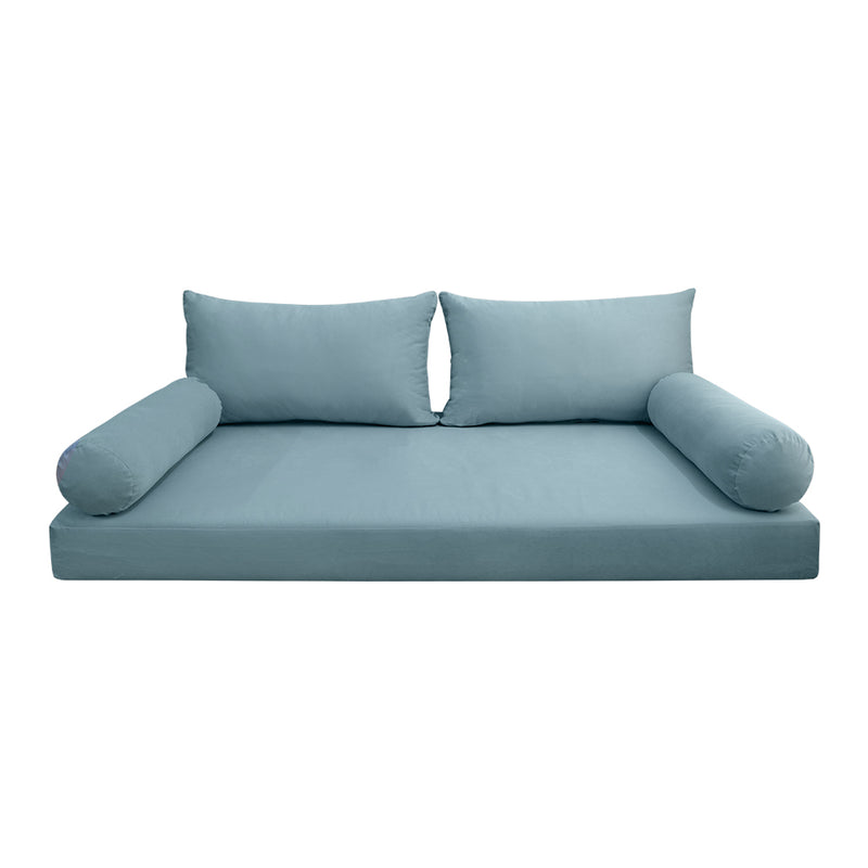 STYLE V2 - Velvet Indoor Daybed Mattress Bolster Backrest Cushion Pillow Complete Set