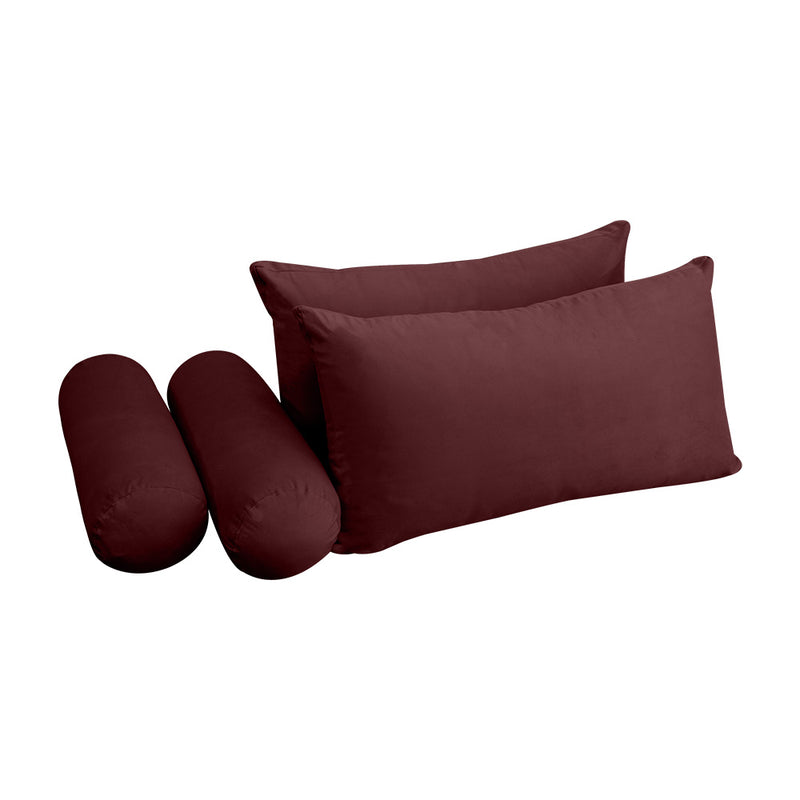 STYLE V2 - Velvet Indoor Daybed Mattress Bolster Backrest Cushion Pillow Complete Set