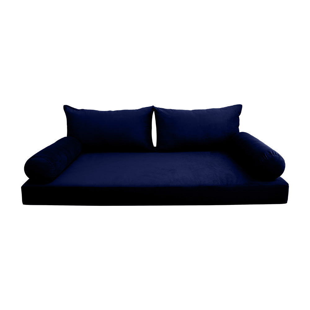 STYLE V2 - Velvet Indoor Daybed Mattress Bolster Backrest Cushion Pillow |COVERS ONLY|