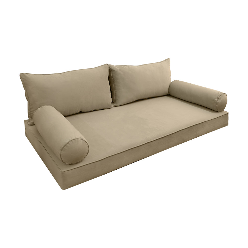STYLE V2 - Velvet Indoor Daybed Mattress Bolster Backrest Cushion Pillow Complete Set