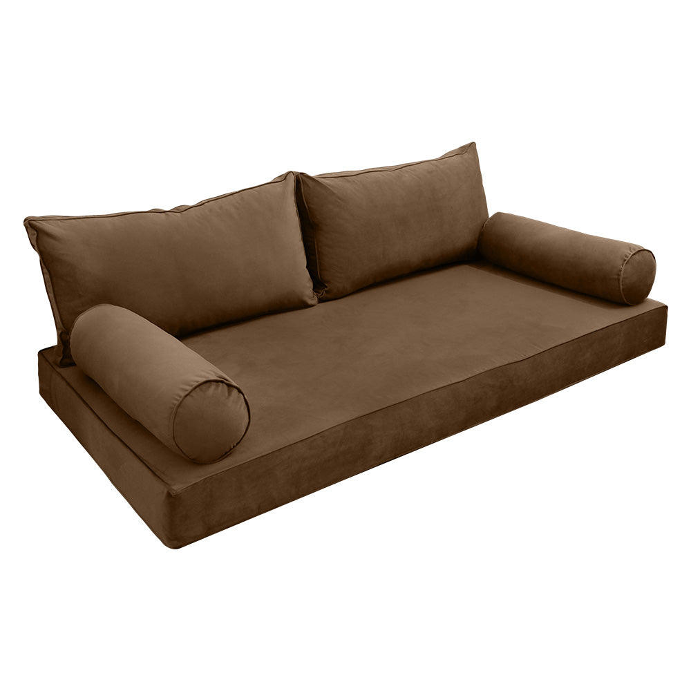 STYLE V2 - Velvet Indoor Daybed Mattress Bolster Backrest Cushion Pillow Complete Set