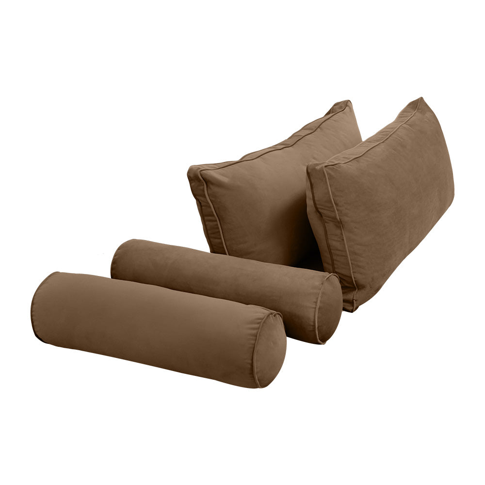 STYLE V2 - Velvet Indoor Daybed Bolster Backrest Cushion Pillow |COVERS ONLY|