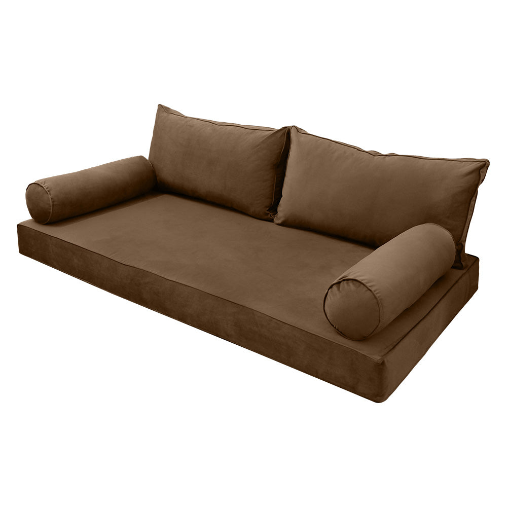 STYLE V2 - Velvet Indoor Daybed Mattress Bolster Backrest Cushion Pillow |COVERS ONLY|