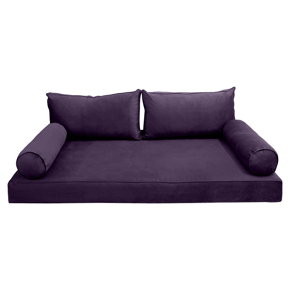 STYLE V2 - Velvet Indoor Daybed Mattress Bolster Backrest Cushion Pillow Complete Set