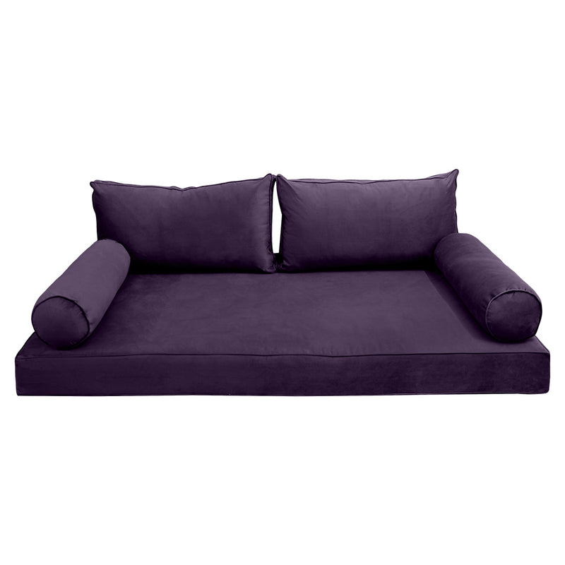 STYLE V2 - Velvet Indoor Daybed Mattress Bolster Backrest Cushion Pillow Complete Set