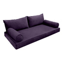 STYLE V2 - Velvet Indoor Daybed Mattress Bolster Backrest Cushion Pillow Complete Set