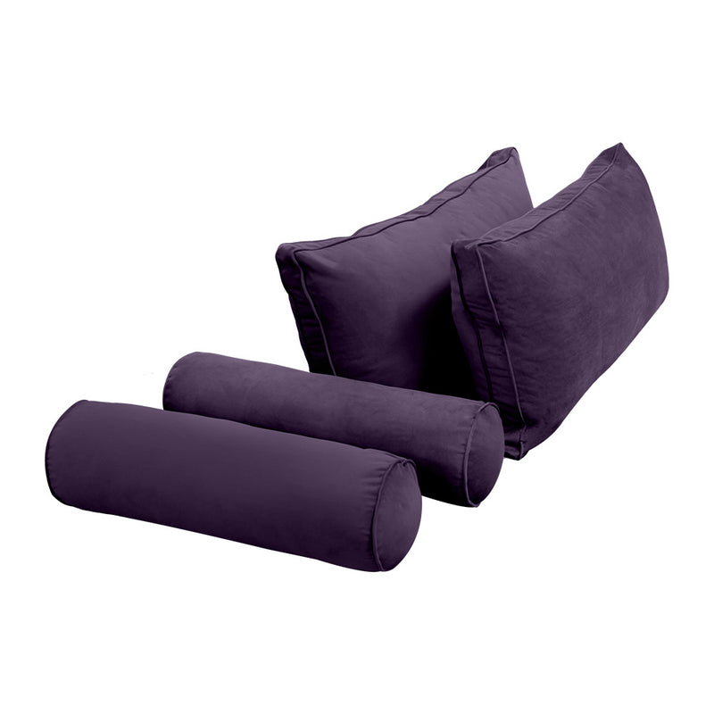 STYLE V2 - Velvet Indoor Daybed Mattress Bolster Backrest Cushion Pillow Complete Set
