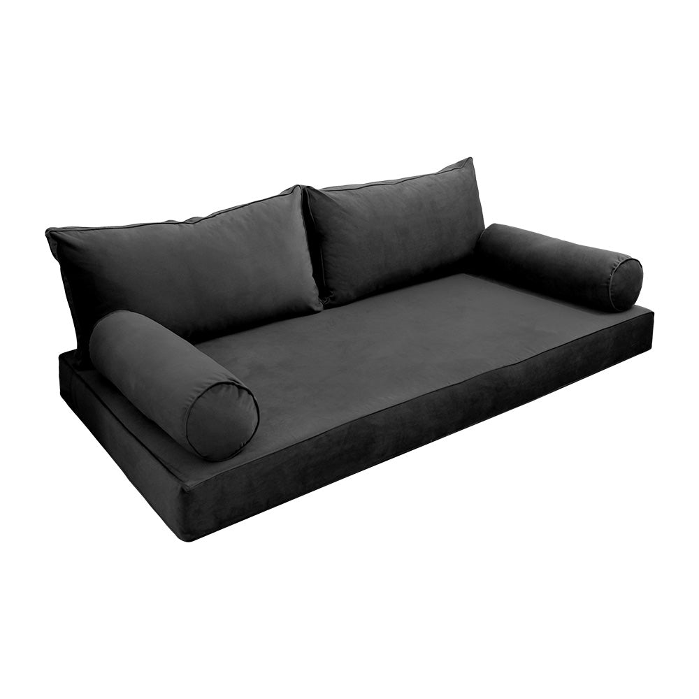 STYLE V2 - Velvet Indoor Daybed Mattress Bolster Backrest Cushion Pillow |COVERS ONLY|
