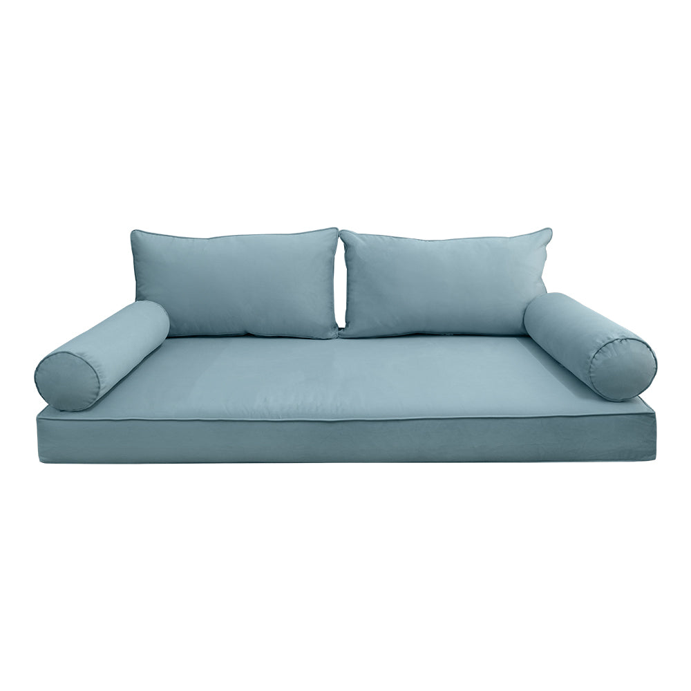 STYLE V2 - Velvet Indoor Daybed Mattress Bolster Backrest Cushion Pillow Complete Set