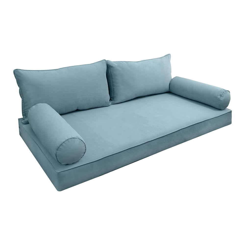 STYLE V2 - Velvet Indoor Daybed Mattress Bolster Backrest Cushion Pillow Complete Set