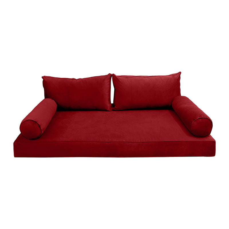 STYLE V2 - Velvet Indoor Daybed Mattress Bolster Backrest Cushion Pillow Complete Set
