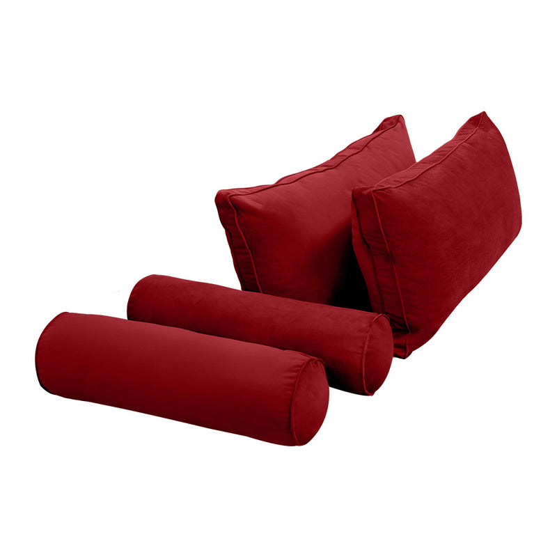 STYLE V2 - Velvet Indoor Daybed Mattress Bolster Backrest Cushion Pillow Complete Set