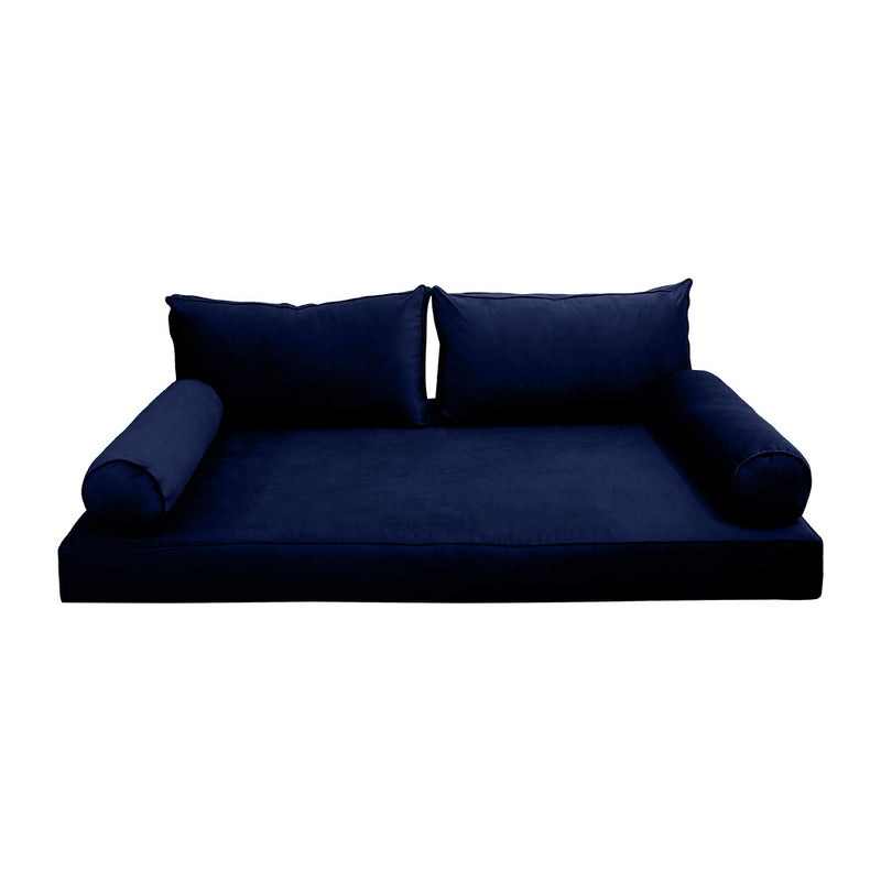 STYLE V2 - Velvet Indoor Daybed Mattress Bolster Backrest Cushion Pillow Complete Set